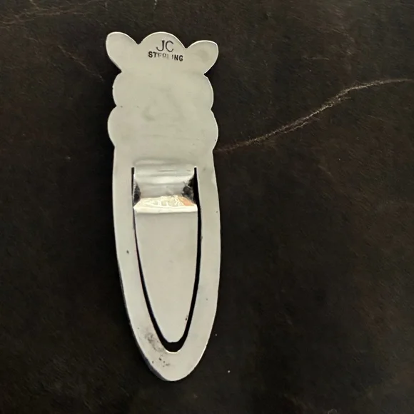 Vintage  Signed Jessie Claw Navajo Sterling Silver and Turquoise Bookmark - Picture 3 of 4